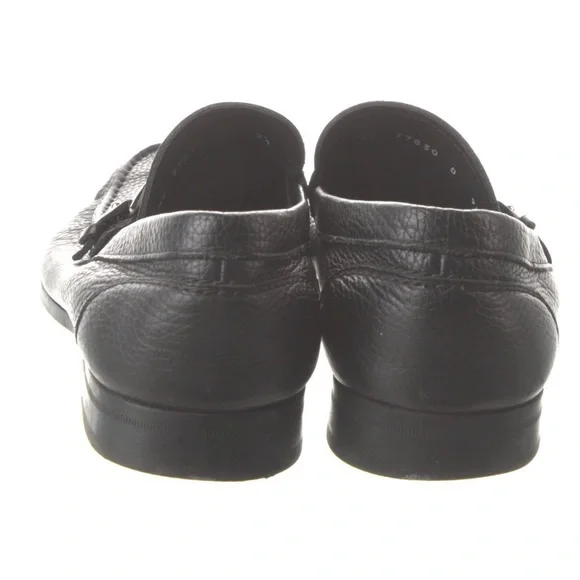 Salvatore Ferragamo Bravo Pebbled Buckle Strap Loafer Solid Black Size 9.5 D - Picture 3 of 4